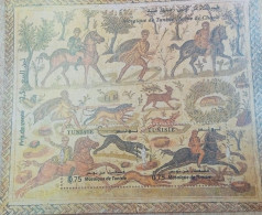 2024 Tunisie Tunisia Mosaic Horse Dog Bloc Cheval Chevalin Jockey Lapin Rabbit  MNH New - Archeologie