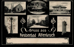 Altenbruch (2190) Strandhalle Nicolai Kirche Wallers Garten Alter Weg 1907 I- - Autres & Non Classés