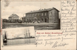 Brunsbüttelkoog (2212) Bahnhof Eisenbahn Fahrrad Hafen 1900 II (RS Leicht Fleckig) Chemin De Fer Cycles - Autres & Non Classés
