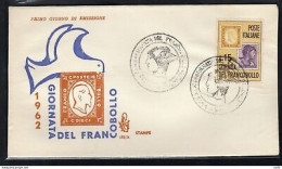 Italia FDC Venetia 1962 Giornata Del Francobollo  Non Viaggiata - FDC