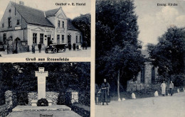 Rosenfelde (2434) Gasthof Hantel, R. Denkmal Ev. Kirche II (Eckbug Re. Unten) - Other & Unclassified