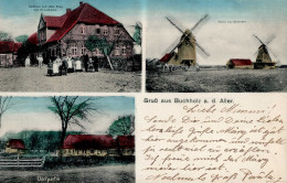 Buchholz (3033) Gasthaus Zum Alten Krug H. Lohmann Windmühle Brenneke 1914 I-II (RS Fleckig) - Other & Unclassified