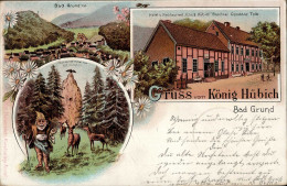 Bad Grund (3362) Hotel Gasthaus König Hübich Besitzer Constanz Tolle Kaiserdenkmal Am Hübichstein Zwerg 1898 I-II Lutin - Other & Unclassified