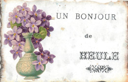 FANTAISIES - Fleurs Dans Une Baise - Un Bonjour De - Colorisé - Carte Postale Ancienne - Andere & Zonder Classificatie