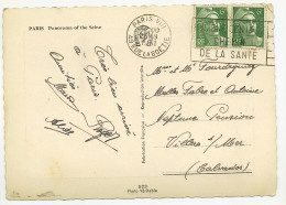 CP Postée De Paris Pour Villers-sur-Mer (14) - Rue De La Boëtie - 2 TB 6f Type Gandon 1951 - Used Stamps