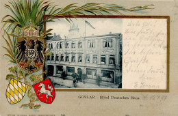 Goslar (3380) Präge-Karte Hotel Deutsches Haus 1901 II- (Reißnagelloch) - Goslar