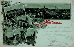 Mettmann (4020) Mondschein-Karte, Ev. Kirche, Mittel-Strasse, Breitestrasse, Kath. Kirche 1902 II (Stauchung) - Autres & Non Classés