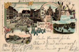Minden (4950) Rathaus Bahnhof Eisenbahn 1901 I Chemin De Fer - Minden