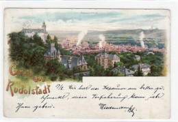 39018405 - Rudolstadt I. Thuer., Lithographie Mit Panorama Gelaufen Von 1899. Leicht Abgerundete Ecke N, Kleiner Knick  - Rudolstadt