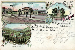 Hagen (5800) Bahnhof Cafe Maximilian Kriegerdenkmal 1898 II (kleine Stauchung) - Hagen