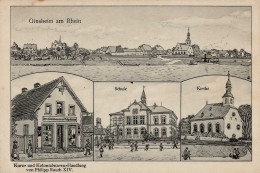 Ginsheim-Gustavsburg (6095) Kurz- Und Kolonialwarenhandlung Rauch Schule 1918 II (Stauchung) - Other & Unclassified