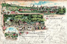 Wiesbaden (6200) Gasthaus Zum Bürger-Schützen-Haus Straßenbahn Schützenstrasse 1899 I-II - Wiesbaden