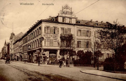 Wiesbaden (6200) Moritzstrasse Hotel Falstaff Kolonialwarenhandlung Emailschild 1913 II (kleine Stauchung) - Wiesbaden