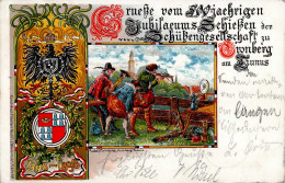 Kronberg (6242) 500 Jährige Jubiläumsschiessen Schützengesellschaft 1398-1898 I-II (fleckig, Stauchungen) - Autres & Non Classés