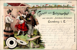 Kronberg (6242) Schützenfest Und 500 Jähriges Jubiläums-Schießen 1898 Tracht II (kleine Stauchung) - Autres & Non Classés