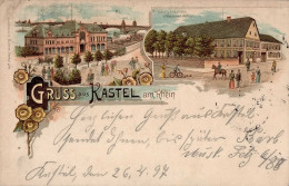Mainz-Kastel Am Rhein (6503) - Gasthaus Und BRAUHAUS Zum Goldenen Anker Frühes Litho 1897 I-II - Mainz