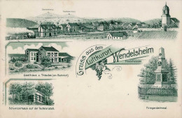 Wendelsheim (6509) Gasthaus Zur Traube Kriegerdenkmal Bahnpost Armsheim Wendelsheim Zug 4561 1913 II (Stauchung) - Other & Unclassified