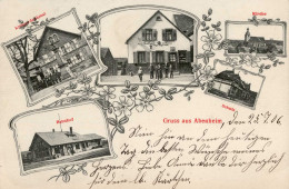 Abenheim (6520) Kriegerdenkmal Bahnhof Gasthaus Zur Krone Schule 1906 I - Other & Unclassified