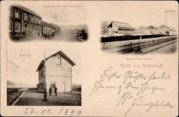 Hostenbach (6633) Bahnhof Hauptstrasse Schule Metall-Blech-Werk 1899 I-II (Stauchung) - Altri & Non Classificati