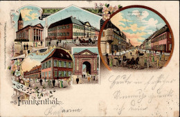 Frankenthal (6710) Ev. Kirche Landgericht Gymnasium Wormser Tor Wormserstrasse 1899 I-II (fleckig, Abdruck Fotoecken) - Autres & Non Classés