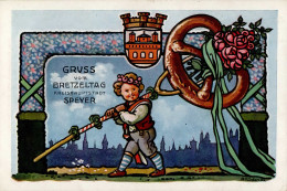 Speyer (6720) Bretzeltag 1913 Künstlerkarte I-II (kl. Stauchung) - Altri & Non Classificati