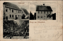 Ochsenbach (6906) Gasthaus Zur Rose Zimmermann Rathaus Schule 1903 I-II (fleckig) - Heidelberg