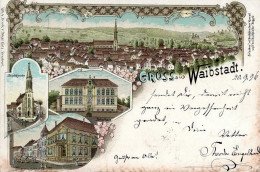 Waibstadt (6923) Stadtkirche Schule 1896 II (Ecken Abgestossen, Fleckig) - Sonstige & Ohne Zuordnung