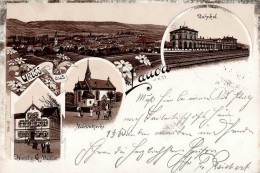 Lauda (6970) Hotel Müller Bahnhof Eisenbahn Marienkirche 1899 II (Stauchung) Chemin De Fer - Andere & Zonder Classificatie