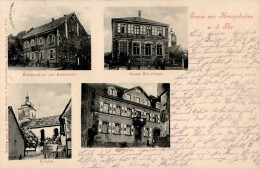 Königshofen (6970) Gasthaus Zur Eisenbahn Schulhaus Apotheke 1906 I Chemin De Fer - Andere & Zonder Classificatie