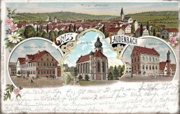 Laudenbach (6992) Gasthaus Zur Krone Schulhaus 1900 I- - Other & Unclassified