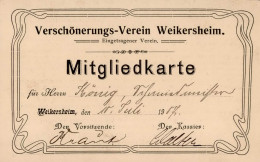 Weikersheim (6992)  Klapp-Karte Mitgliedskarte Des Verschönerungs-Vereins Weikersheim I (keine AK-Einteilung) - Otros & Sin Clasificación