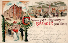 Stuttgart (7000) Cafe Gasthaus Bachner 1901 I-II (Marke Entfernt Ecke Gestaucht) - Stuttgart