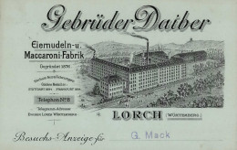 Lorch (7073) Fabrik Gebrüder Daiber Besuchs-Anzeige 1907 I-II - Andere & Zonder Classificatie