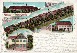 Triensbach (7174) Schloss Erkenbrechtshausen Schule Gasthaus Zum Engel 1900 II- (Riss) Ange - Other & Unclassified
