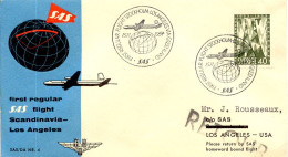 Aérophilatélie-First Regular SAS Flight SCANDINAVIA-LOS ANGELES-cachet De Stockholm Du 15.11.54 - Primeros Vuelos