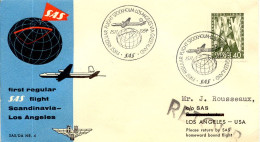 Aérophilatélie-First Regular SAS Flight SCANDINAVIA-LOS ANGELES-cachet De Stockholm Du 15.11.54 - Primi Voli
