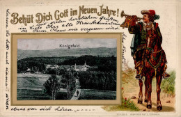 Königsfeld (7744) Neujahr Trompeter Auf Pferd Prägedruck 1903 I-II Bonne Annee - Karlsruhe