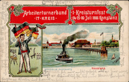 Konstanz (7750) 1. Kreisturnfest Des Arbeiterturnbundes 14. Bis 16. Juli 1906 Hafen Sign. A. Enders II (kleine Stauchung - Konstanz