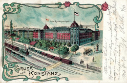 Konstanz (7750) Postamt Bahnhof Eisenbahn Litfaßsäule 1901 I- Chemin De Fer - Konstanz