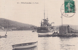 VILLEFRANCHE SUR MER(BATEAU DE GUERRE) CARTE TOILEE - Villefranche-sur-Mer