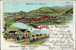 Grunern (7813) Restaurant Wagner Bahnhof Eisenbahn 1931 I-II Chemin De Fer - Otros & Sin Clasificación