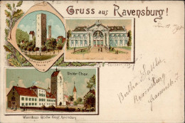 Stadt Ravensburg (7996) Unter-Tor Schellenberger Turm Konzerthaus Handlung Warenhaus Geschwister Knopf 1898 I-II (flecki - Other & Unclassified
