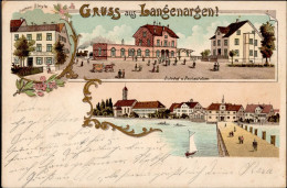 Langenargen (7994) Bahnhof Postkutsche Handlung Bleyle, Hugo 1899 I-II - Altri & Non Classificati
