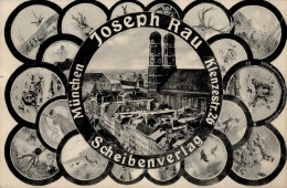 München (8000) Werbe-Karte Scheibenverlag Joseph Rau 1906 I- - München