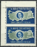 Turkey; 1950 General Elections 30 K. ERROR "Partially Imperf." - Unused Stamps
