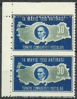 Turkey; 1950 General Elections 30 K. ERROR "Partially Imperf." - Neufs