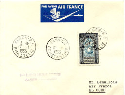 Aérophilatélie-1ère Liaison Postale Aérienne ALGER-EL OUED-cachet D'Alger Du 17.01.55 - Primeros Vuelos