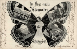 Kronach (8640) Schmetterlings-AK Schützenhaus Schießstand 1908 II (Stauchung) - Other & Unclassified