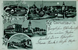 Oberkotzau (8679) Mondschein-Karte Bahnhof Gasthaus Summas 1900 II (Stauchung) - Other & Unclassified