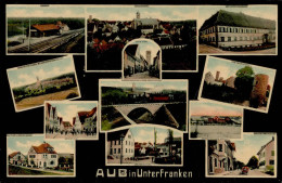 Aub (8701) Gasthaus Zur Reichelsburg Eisenbahn Postamt Bahnhof Amtsgericht 1910 I Chemin De Fer - Würzburg